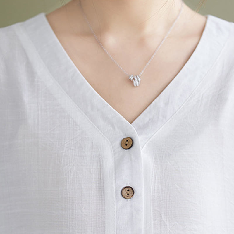 Buddha Stones Lässiges, einfarbiges Viskose-Shirt für Damen mit V-Ausschnitt und halblangen Ärmeln