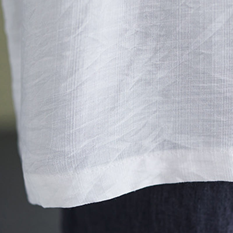 Buddha Stones Lässiges, einfarbiges Viskose-Shirt für Damen mit V-Ausschnitt und halblangen Ärmeln