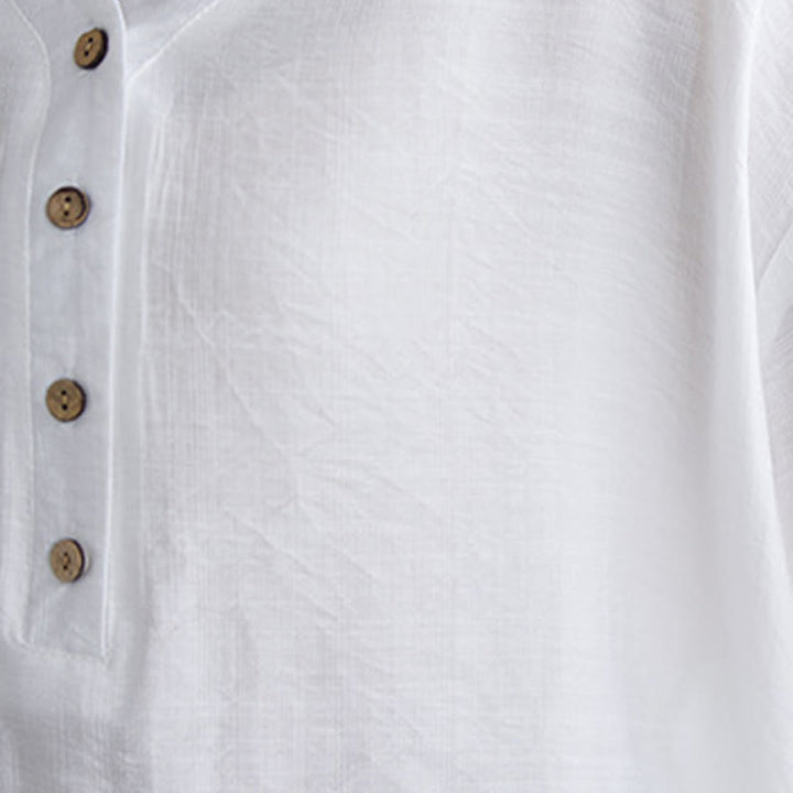 Buddha Stones Lässiges, einfarbiges Viskose-Shirt für Damen mit V-Ausschnitt und halblangen Ärmeln