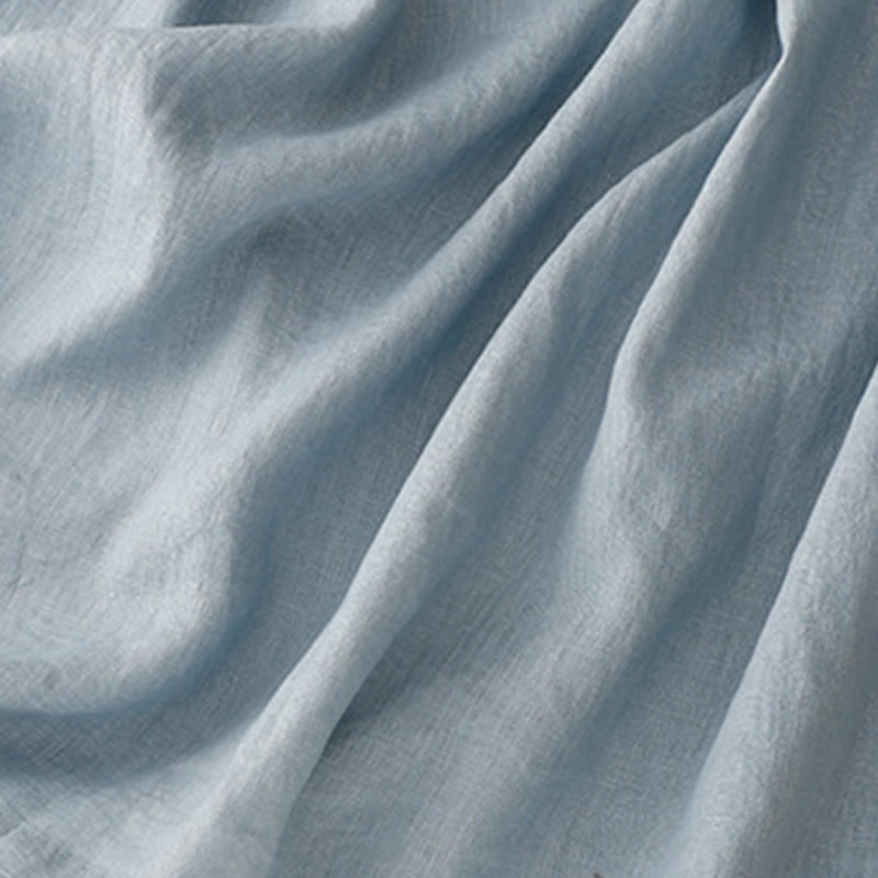 Buddha Stones – Lässiges, schlichtes Midikleid aus Baumwolle und Leinen mit Rundhalsausschnitt, Schnürung und halblangen Ärmeln und Taschen - image 14