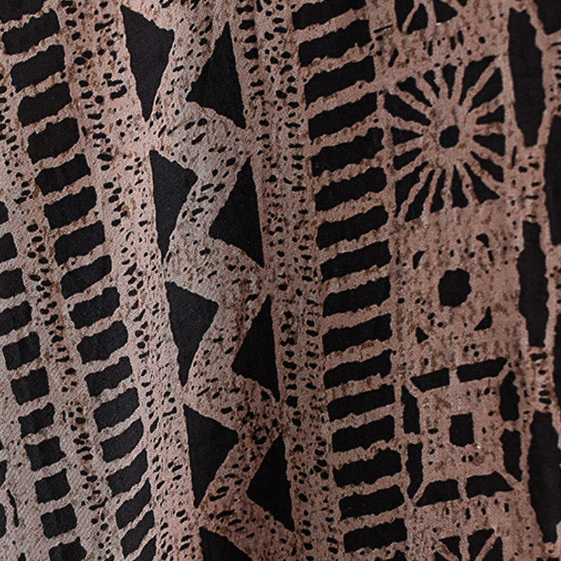 Buddha Stones Lässiges, lockeres Midikleid aus Baumwolle und Leinen mit V-Ausschnitt, halblangen Ärmeln und Taschen