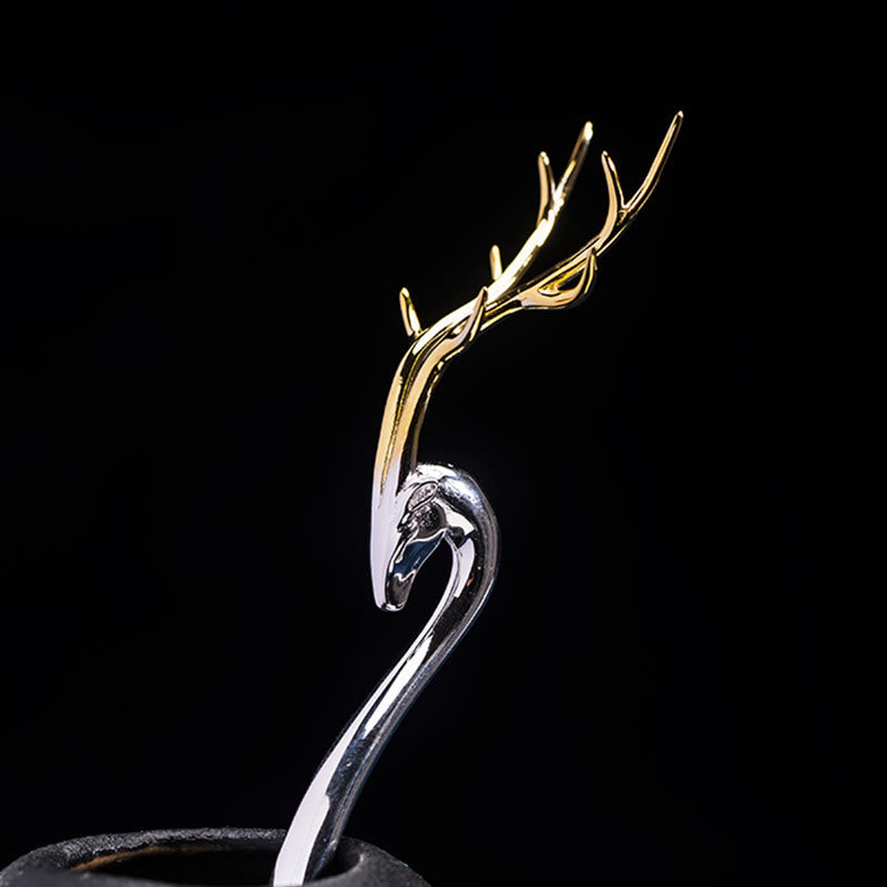 Buddha Stones 925 Sterling Silber Hirschgeweih Schutz Haarnadel - image 3