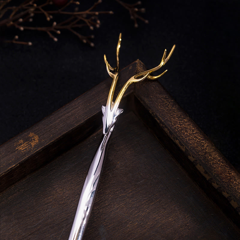 Buddha Stones 925 Sterling Silber Hirschgeweih Schutz Haarnadel - image 4