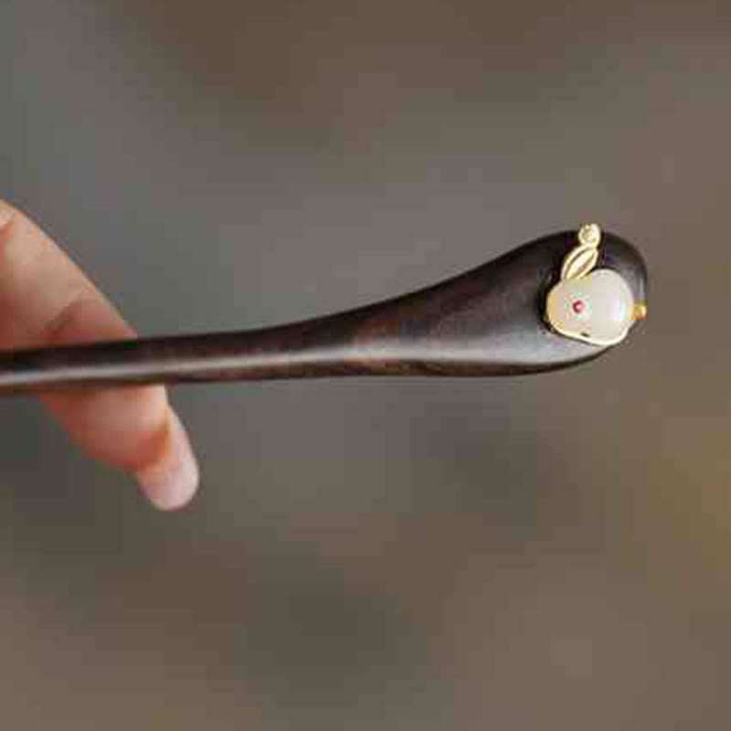 Buddha Stones Glückverheißende Wolke Sandelholz Kaninchen Schutz Haarnadel