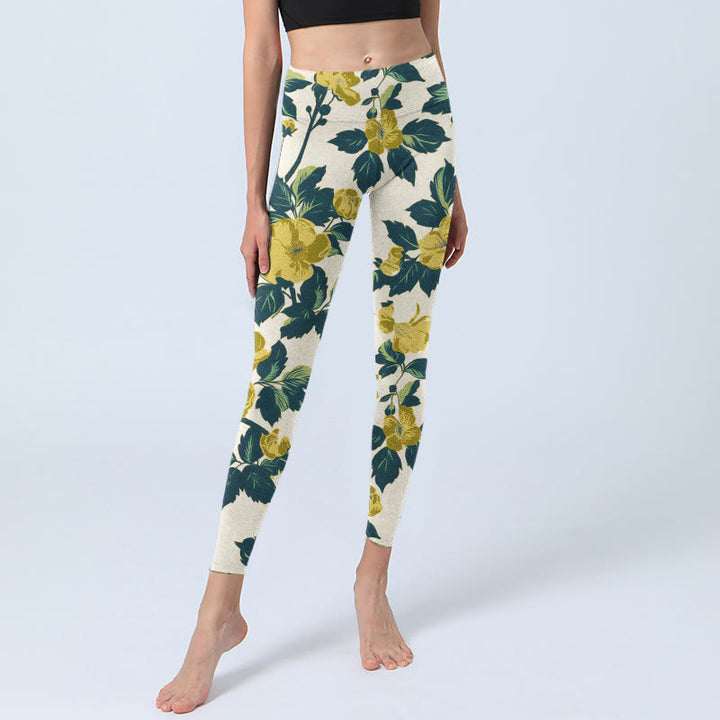 Buddha Stones, gelbe Blumen, grüne Blätter, Druck, Fitnessstudio, Fitness-Leggings, Yoga-Hose für Damen - image 6