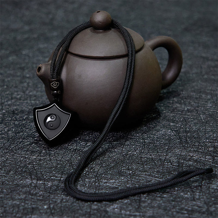 Halskette mit Anhänger aus schwarzem Obsidian mit Schildmuster von Buddha Stones, Yin und Yang-Symbol, Stärke - image 4