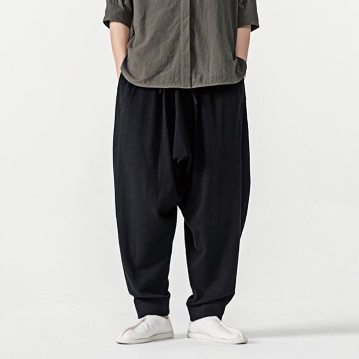 Buddha Stones Frühling Einfarbige Herren-Haremshose mit Kordelzug und Taschen - image 9