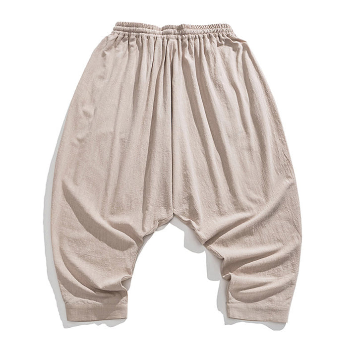 Buddha Stones Frühling Einfarbige Herren-Haremshose mit Kordelzug und Taschen - image 33