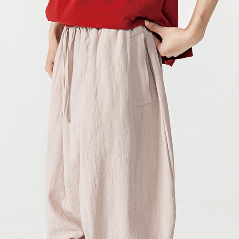 Buddha Stones Frühling Einfarbige Herren-Haremshose mit Kordelzug und Taschen - image 29