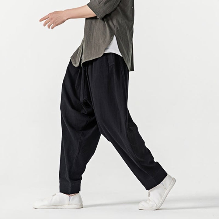 Buddha Stones Frühling Einfarbige Herren-Haremshose mit Kordelzug und Taschen - image 17