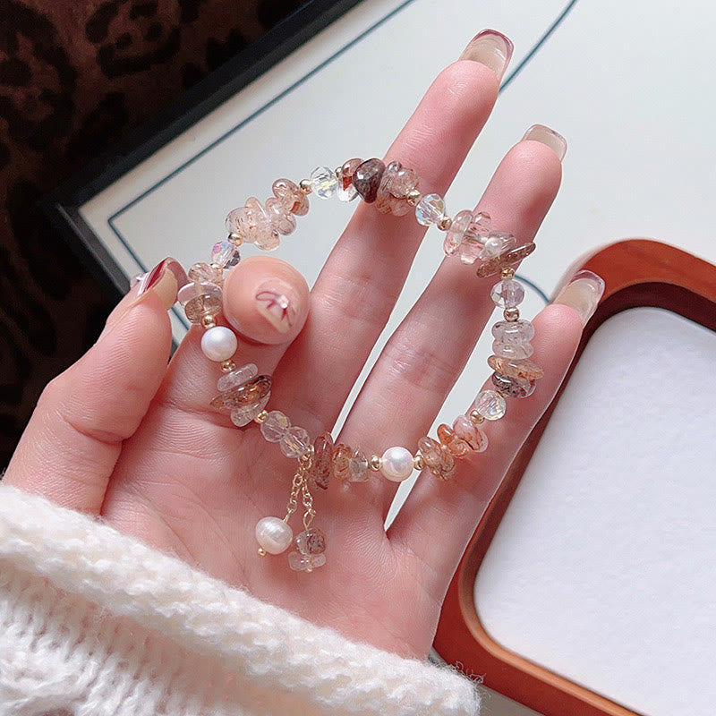 Buddha Stones Natural Super Seven Crystal Unregelmäßige kleine Stücke Positives Armband