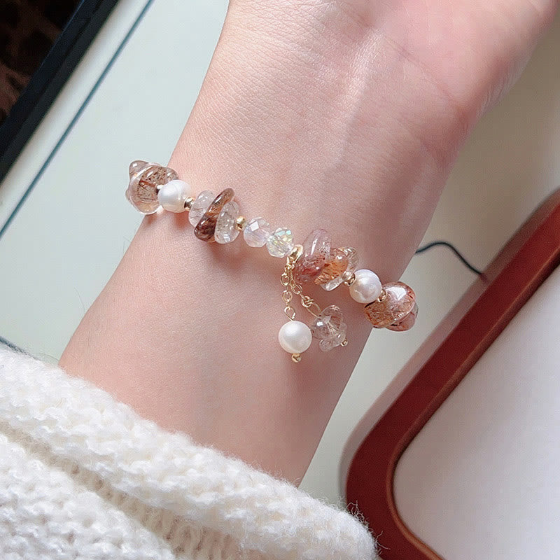 Buddha Stones Natural Super Seven Crystal Unregelmäßige kleine Stücke Positives Armband