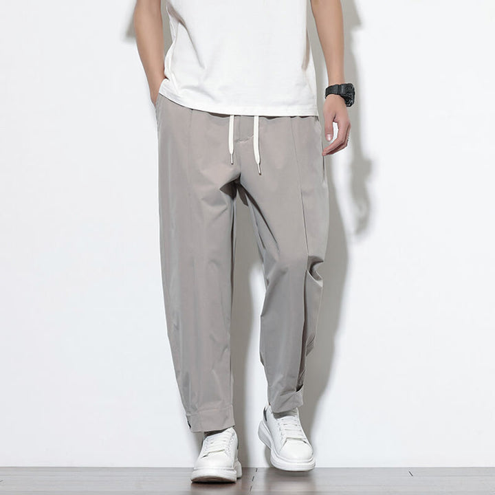 Buddha Stones Lässige, einfarbige Haremshose für Herren mit Kordelzug und Taschen