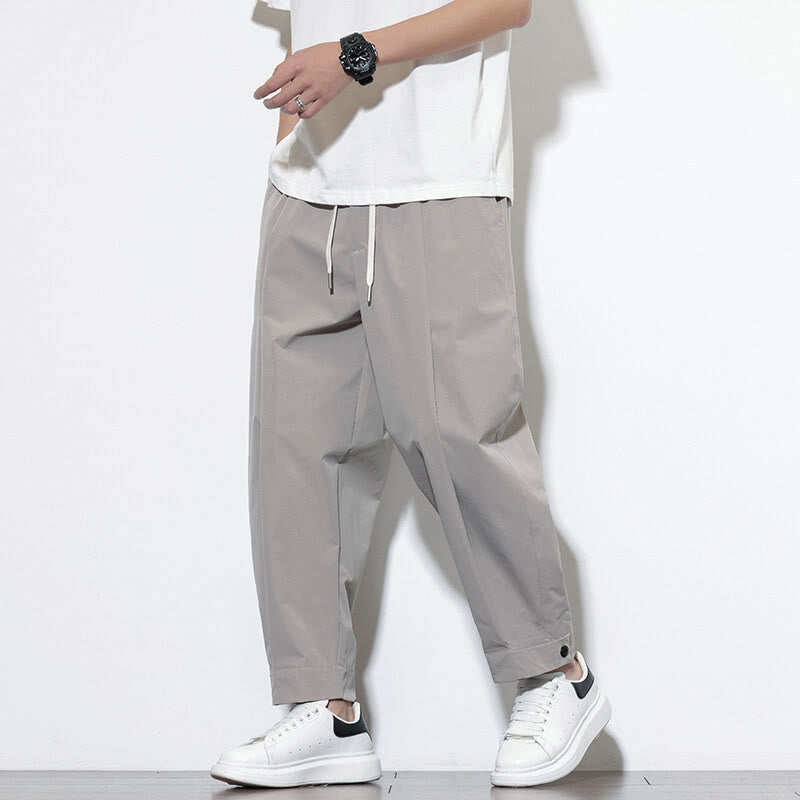 Buddha Stones Lässige, einfarbige Haremshose für Herren mit Kordelzug und Taschen