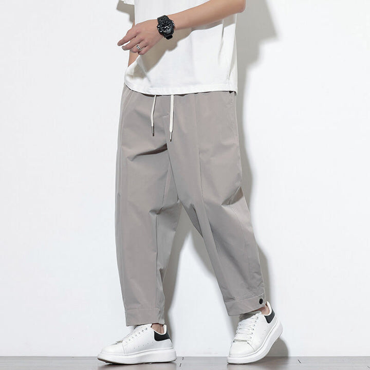 Buddha Stones Lässige, einfarbige Haremshose für Herren mit Kordelzug und Taschen