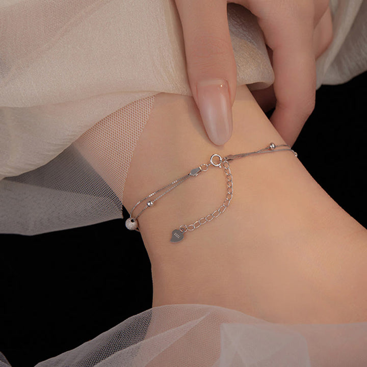 Buddha Stones Fußkettchen aus 925er Sterlingsilber mit Ginkgoblatt, doppellagig, Schutz - image 4