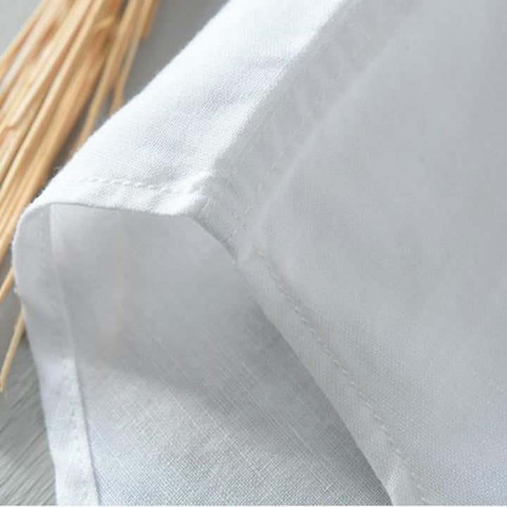 Buddha Stones Herrenhemd im schlichten Stil mit kurzen Ärmeln und Knopfleiste aus Baumwolle und Leinen - image 9