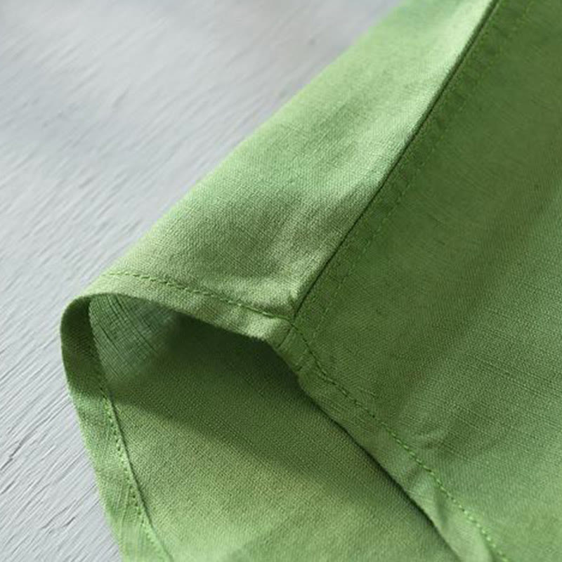 Buddha Stones Herrenhemd im schlichten Stil mit kurzen Ärmeln und Knopfleiste aus Baumwolle und Leinen - image 5