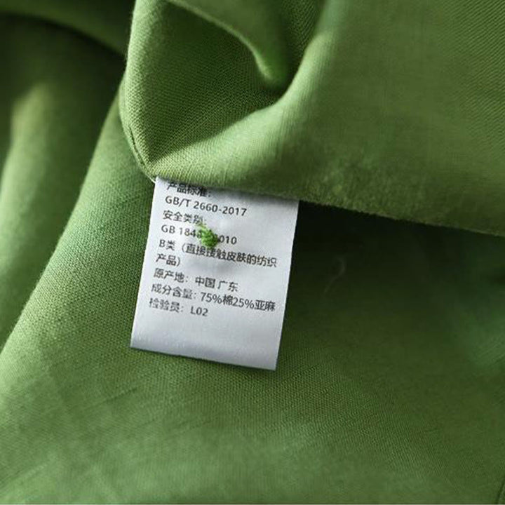 Buddha Stones Herrenhemd im schlichten Stil mit kurzen Ärmeln und Knopfleiste aus Baumwolle und Leinen - image 6