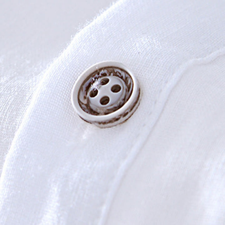 Buddha Stones Herrenhemd mit halben Knöpfen und V-Ausschnitt, kurzärmlig, Ramie-Baumwolle - image 15