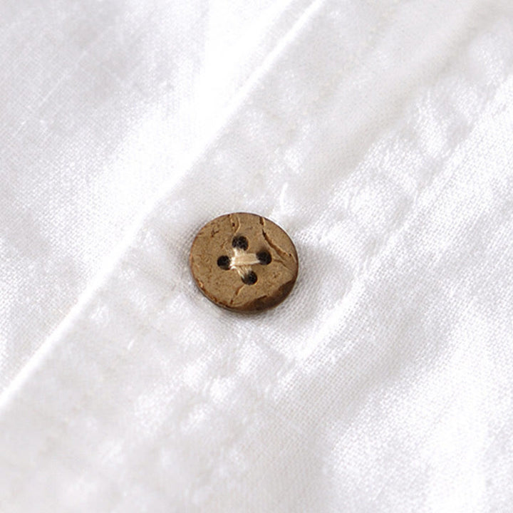 Buddha Stones Sommer-Herrenhemd mit Stehkragen und kurzen Ärmeln aus Baumwolle und Leinen mit halben Knöpfen - image 10