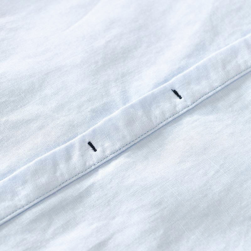 Buddha Stones Herrenhemd mit lässigem, schlichtem Design, kurzärmelig, aus Baumwolle und Leinen, mit halben Knöpfen