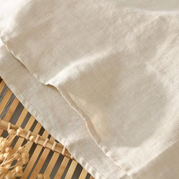 Buddha Stones Daily Einfarbiges Stehkragen Halbarm Leinen Halbknopf Herrenhemd - image 5