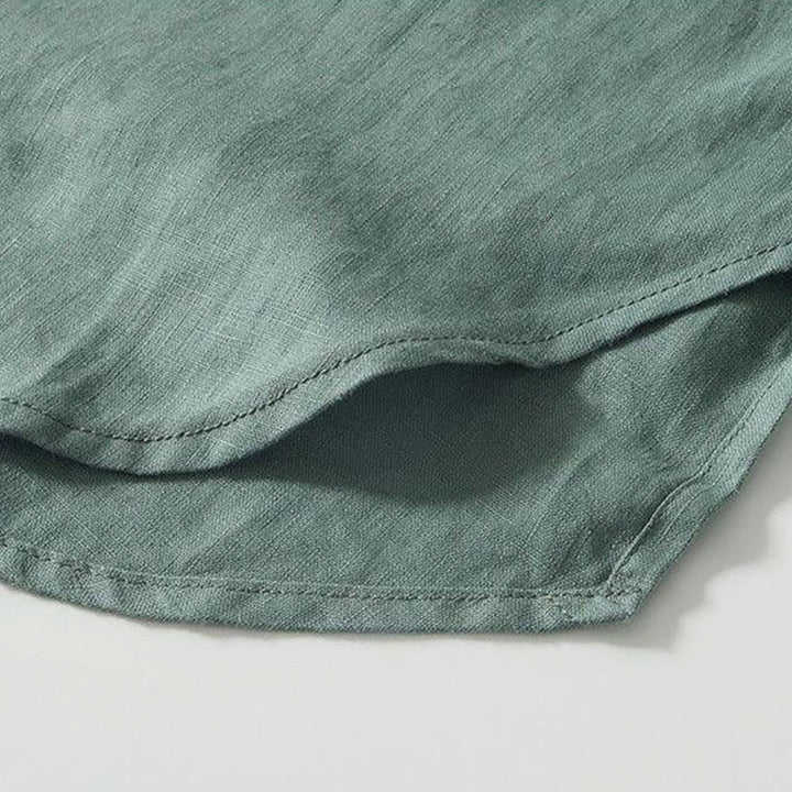 Buddha Stones Daily Herrenhemd aus Leinen mit Froschknöpfen und Stehkragen, kurzärmlig - image 22