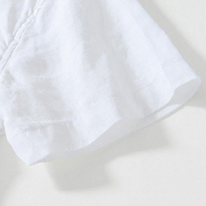 Buddha Stones Daily Herrenhemd aus Leinen mit Froschknöpfen und Stehkragen, kurzärmlig - image 11