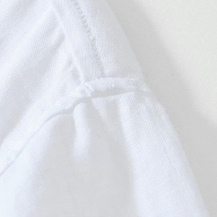 Buddha Stones Daily Herrenhemd aus Leinen mit Froschknöpfen und Stehkragen, kurzärmlig - image 9