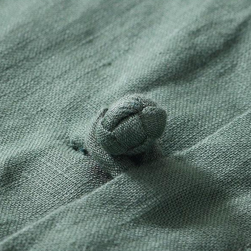 Buddha Stones Daily Herrenhemd aus Leinen mit Froschknöpfen und Stehkragen, kurzärmlig - image 21