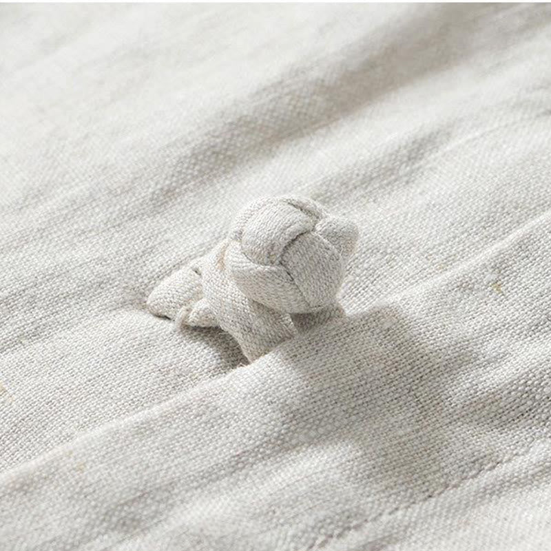 Buddha Stones Daily Herrenhemd aus Leinen mit Froschknöpfen und Stehkragen, kurzärmlig - image 16