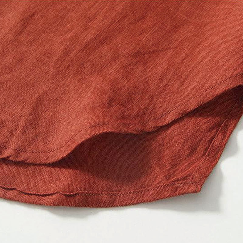 Buddha Stones Daily Herrenhemd aus Leinen mit Froschknöpfen und Stehkragen, kurzärmlig - image 27