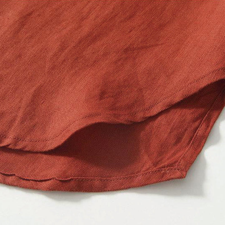 Buddha Stones Daily Herrenhemd aus Leinen mit Froschknöpfen und Stehkragen, kurzärmlig - image 27