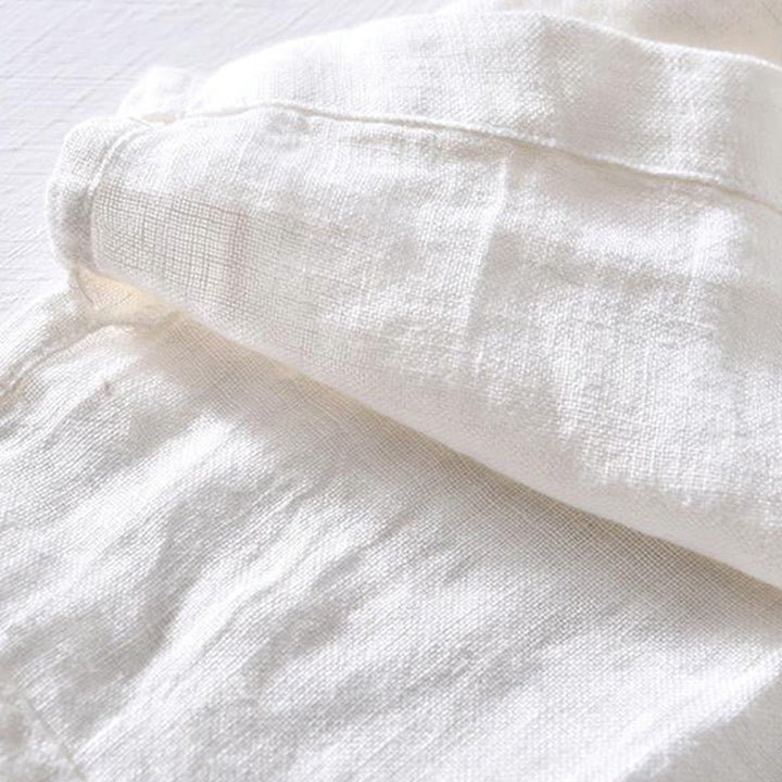 Buddha Stones Herrenhemd aus Leinen mit kurzem Revers und halben Knöpfen, schlichtes Design - image 9