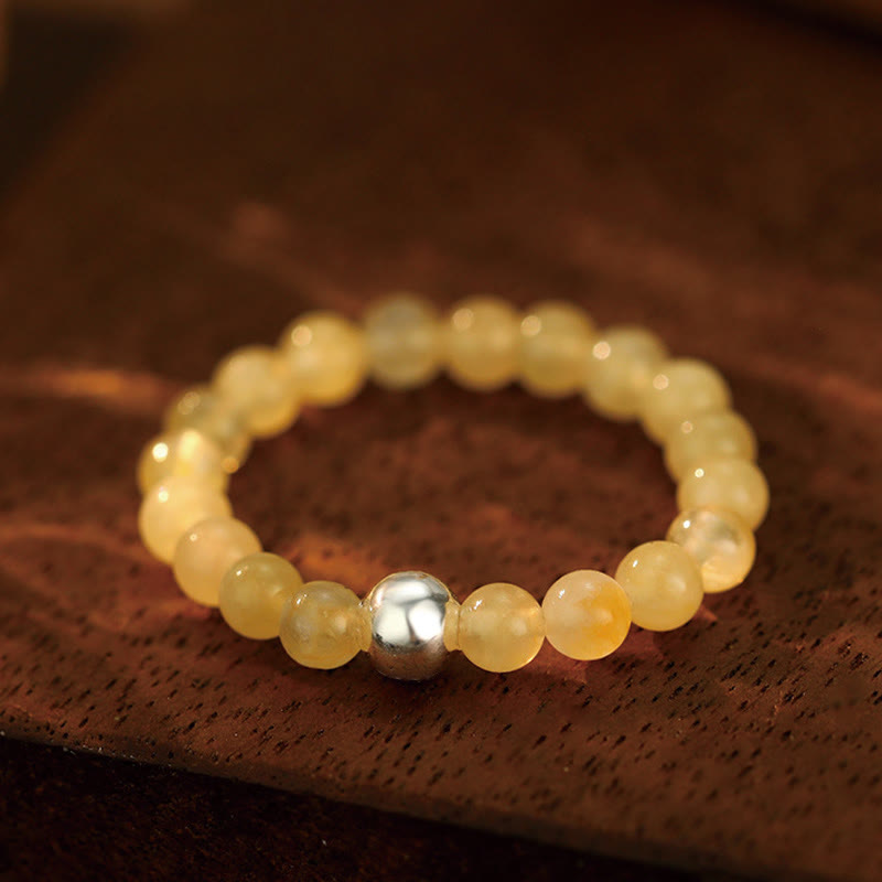 Buddha Stones 925 Sterling Silber Kristallperlen Weißer Jade Schwarzer Onyx Segen Elastischer Ring