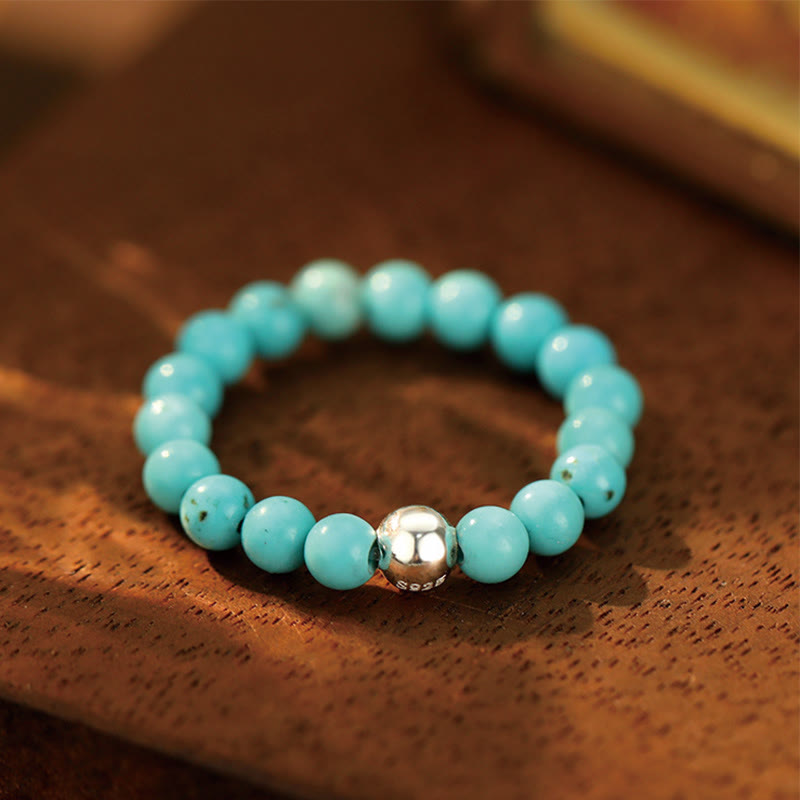 Buddha Stones 925 Sterling Silber Kristallperlen Weißer Jade Schwarzer Onyx Segen Elastischer Ring