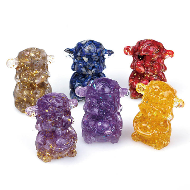 Buddha Stones, Gott des Reichtums, Amethyst, Kristallharz, Energie, Glück, Heimdekoration