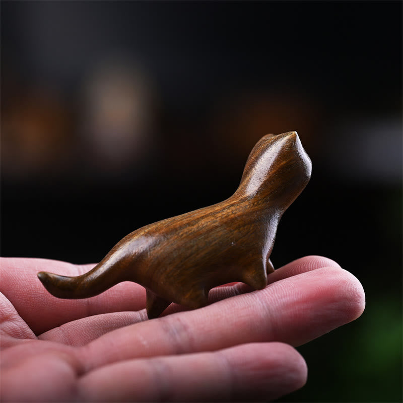 Buddha Stones, grünes Sandelholz, kleines Blatt, rotes Sandelholz, Ebenholz, Regenbogenholz, Glücksbringer, Mini-Laufkatze, positive Dekoration - Grüne Sandelholzkatze 7,3 * 2 * 3,3 cm - image 2