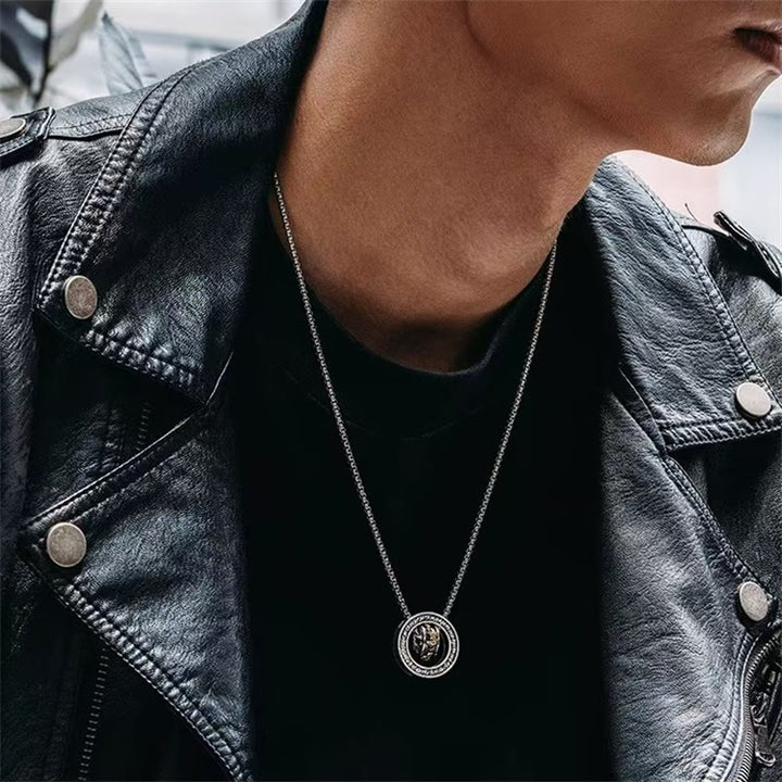 Buddha Stones Doppelring PiXiu Friedensschnalle Reichtum Drehbarer Halskettenanhänger - image 2