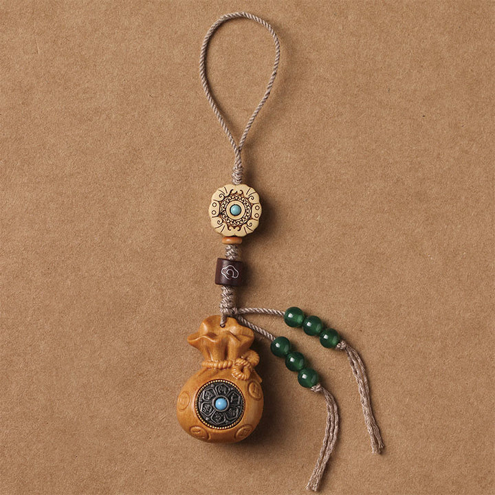 Buddha Stones, Sandelholz, kleines Blatt, rotes Sandelholz, grünes Sandelholz, Om Mani Padme Hum, ruhige Schlüsselanhänger, Telefon-Hängedekoration