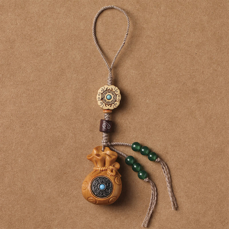 Buddha Stones, Sandelholz, kleines Blatt, rotes Sandelholz, grünes Sandelholz, Om Mani Padme Hum, ruhige Schlüsselanhänger, Telefon-Hängedekoration