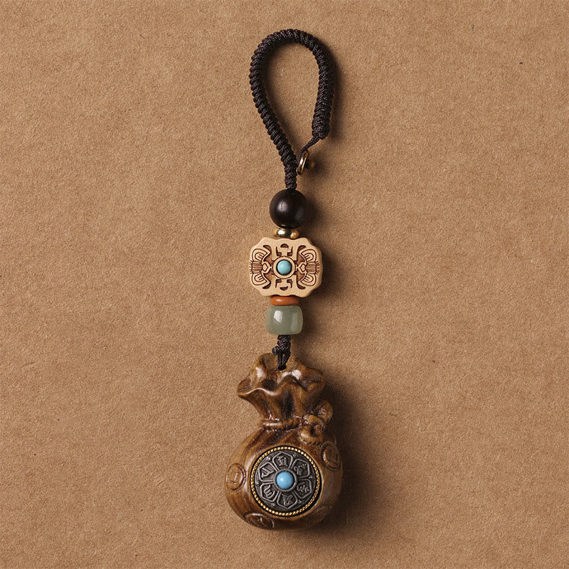 Buddha Stones, Sandelholz, kleines Blatt, rotes Sandelholz, grünes Sandelholz, Om Mani Padme Hum, ruhige Schlüsselanhänger, Telefon-Hängedekoration