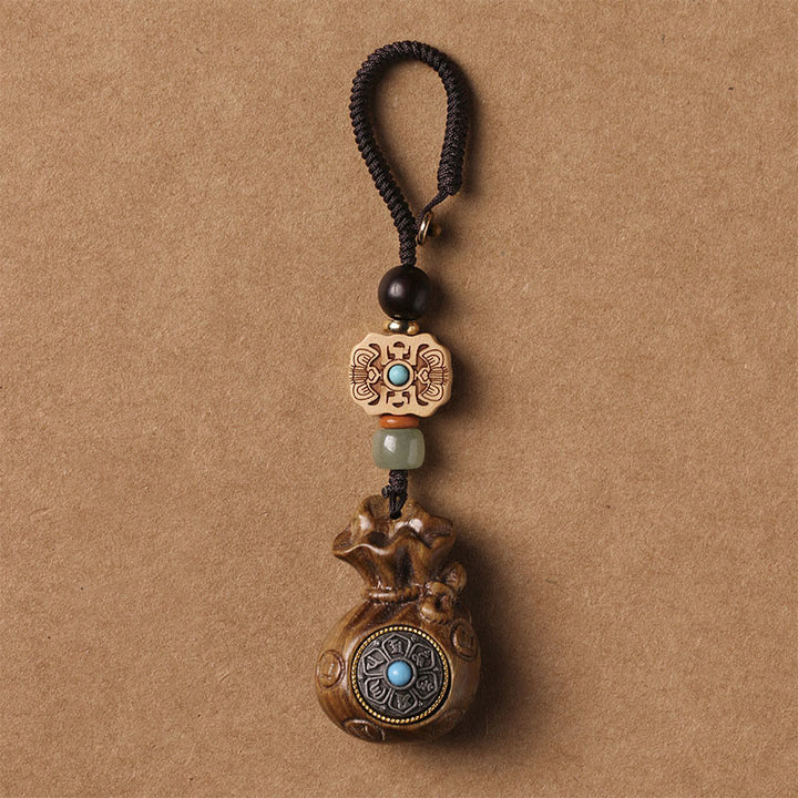 Buddha Stones, Sandelholz, kleines Blatt, rotes Sandelholz, grünes Sandelholz, Om Mani Padme Hum, ruhige Schlüsselanhänger, Telefon-Hängedekoration