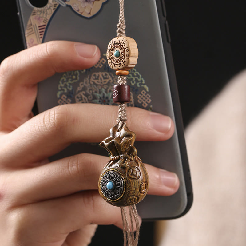 Buddha Stones, Sandelholz, kleines Blatt, rotes Sandelholz, grünes Sandelholz, Om Mani Padme Hum, ruhige Schlüsselanhänger, Telefon-Hängedekoration