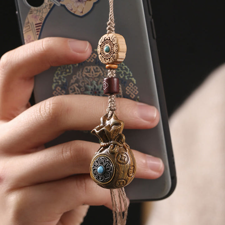 Buddha Stones, Sandelholz, kleines Blatt, rotes Sandelholz, grünes Sandelholz, Om Mani Padme Hum, ruhige Schlüsselanhänger, Telefon-Hängedekoration