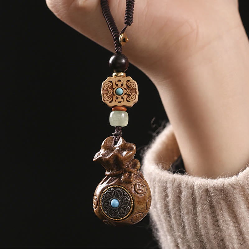 Buddha Stones, Sandelholz, kleines Blatt, rotes Sandelholz, grünes Sandelholz, Om Mani Padme Hum, ruhige Schlüsselanhänger, Telefon-Hängedekoration