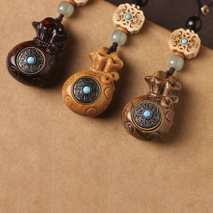 Buddha Stones, Sandelholz, kleines Blatt, rotes Sandelholz, grünes Sandelholz, Om Mani Padme Hum, ruhige Schlüsselanhänger, Telefon-Hängedekoration