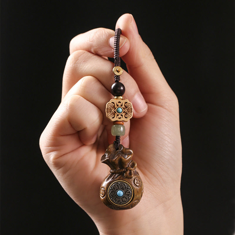 Buddha Stones, Sandelholz, kleines Blatt, rotes Sandelholz, grünes Sandelholz, Om Mani Padme Hum, ruhige Schlüsselanhänger, Telefon-Hängedekoration