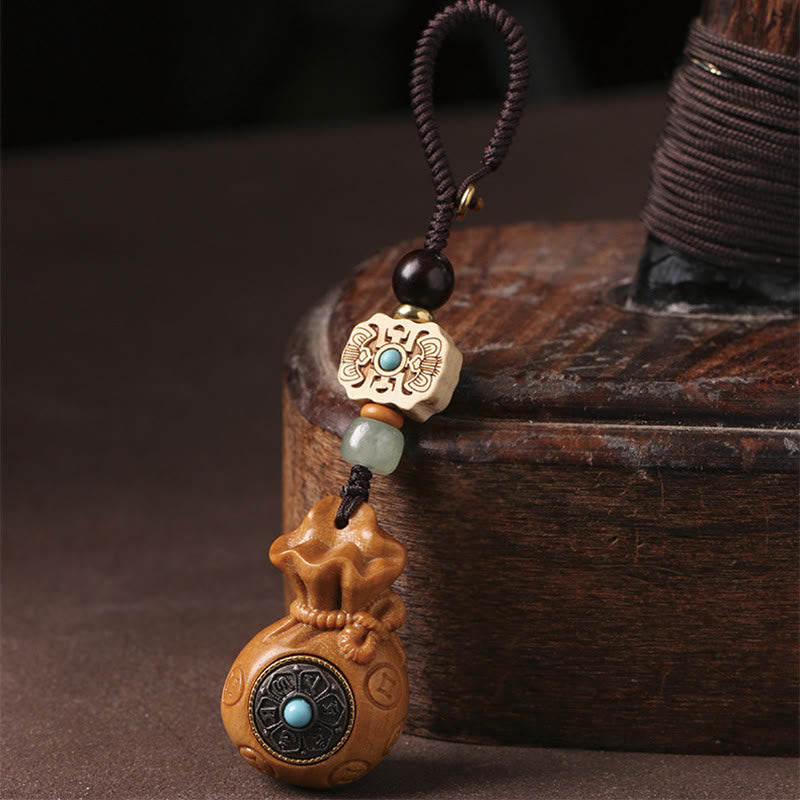 Buddha Stones, Sandelholz, kleines Blatt, rotes Sandelholz, grünes Sandelholz, Om Mani Padme Hum, ruhige Schlüsselanhänger, Telefon-Hängedekoration